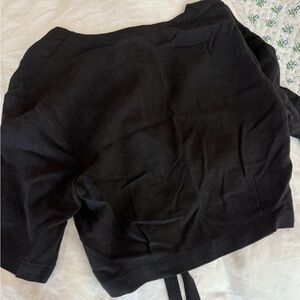 OLIVE Black Linen Backless Crop Top